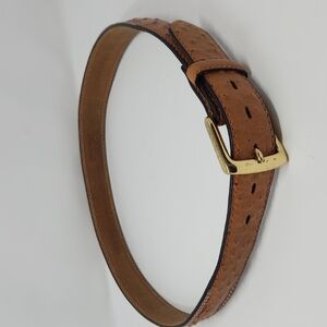 Brown Leather Belt with Gold Buckle